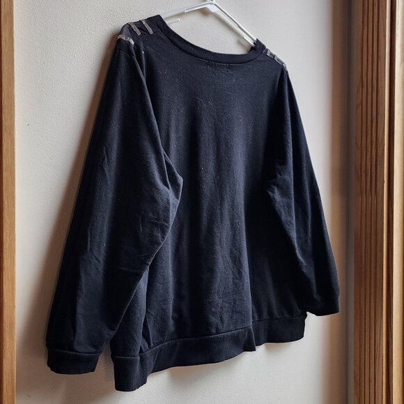 89th & Madison Black Jeweled Embellished Scoop Neck Sweatshirt Size 2X - Picture 10 of 16